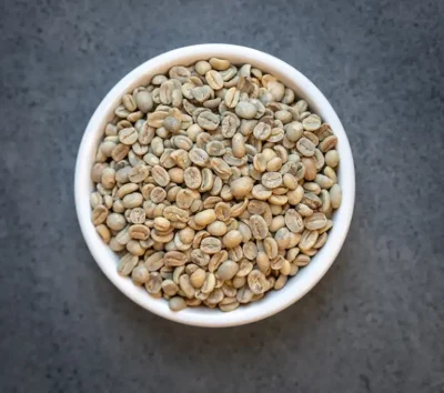 Bowl of Emperor’s Selection espresso blend green coffee beans