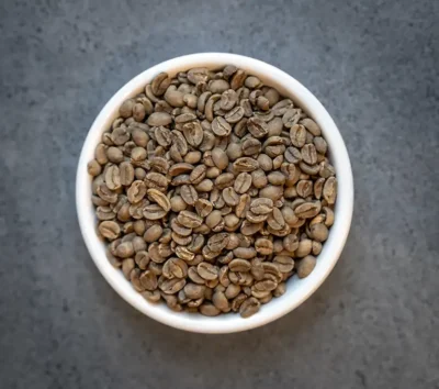 Bowl of Peru Fair Trade Organic Swiss Water Process decaf green coffee beans